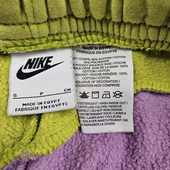 Nike Men Sportswear Color Clash Knit Sweat Shorts Men's S Green/Purple Fleece - Picture 2 of 11